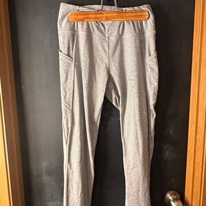 Danskin Heather Gray Performance Leggings with Subtle Pink Logo